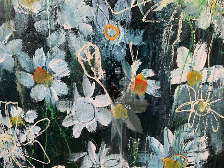 Original Abstract Floral Painting by Hennie Van De Lande