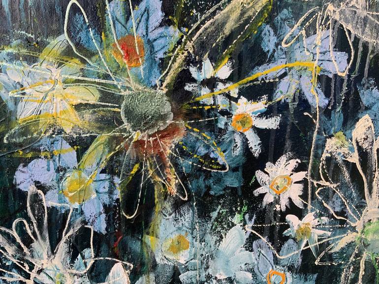 Original Abstract Floral Painting by Hennie Van De Lande