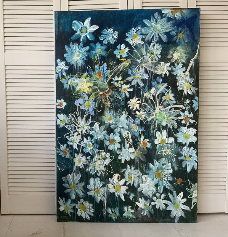 Original Abstract Floral Painting by Hennie Van De Lande