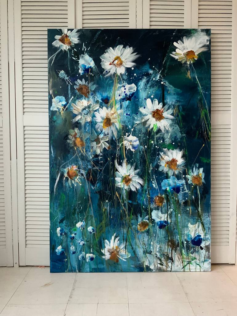 Original Abstract Floral Painting by Hennie Van De Lande