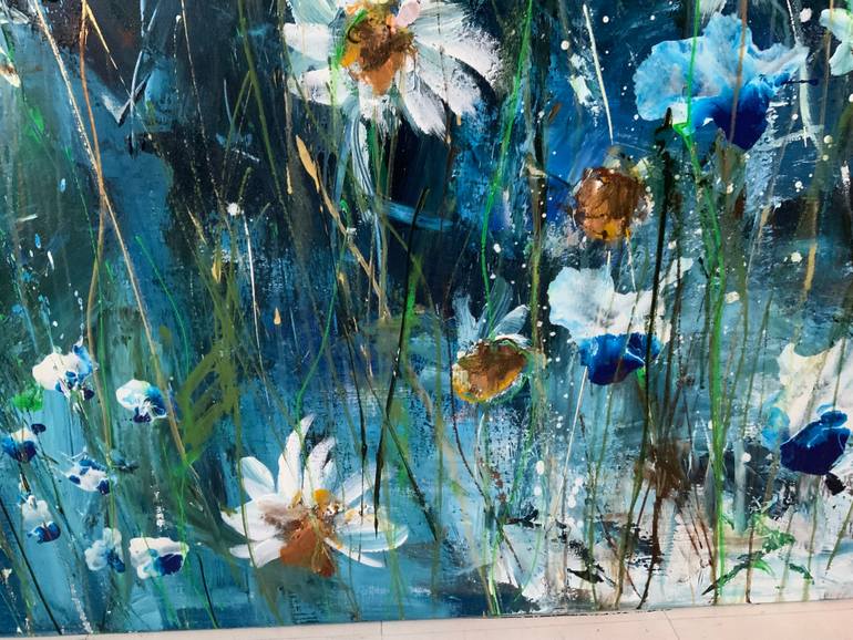 Original Abstract Floral Painting by Hennie Van De Lande
