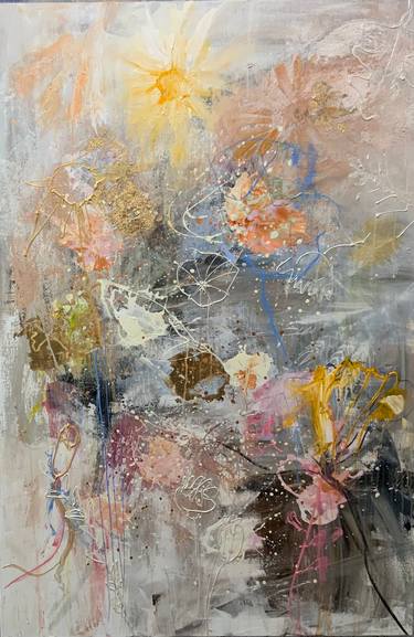 Original Abstract Floral Painting by Hennie Van De Lande