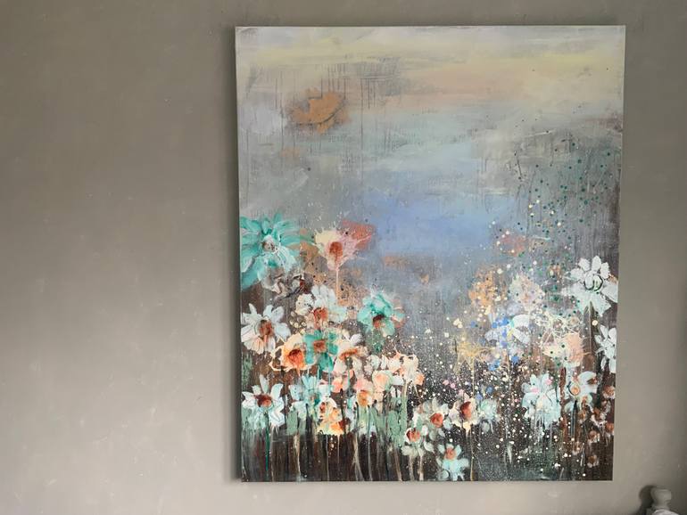 Original Abstract Floral Painting by Hennie Van De Lande