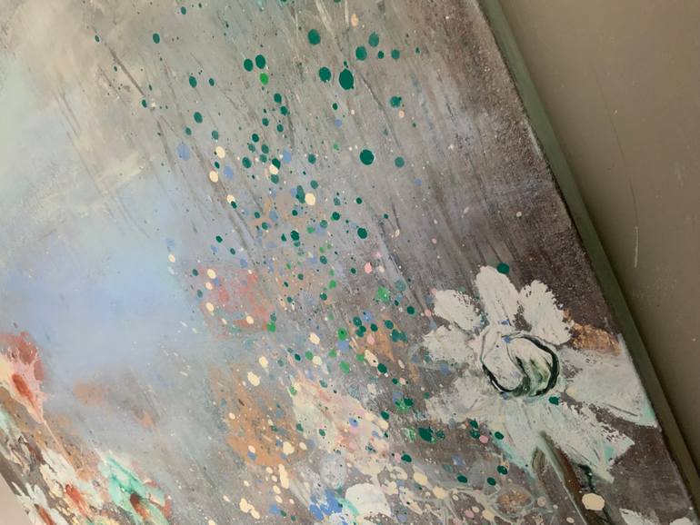 Original Abstract Floral Painting by Hennie Van De Lande