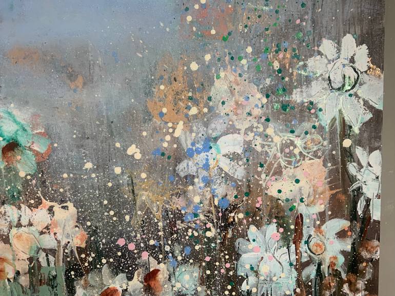 Original Abstract Floral Painting by Hennie Van De Lande