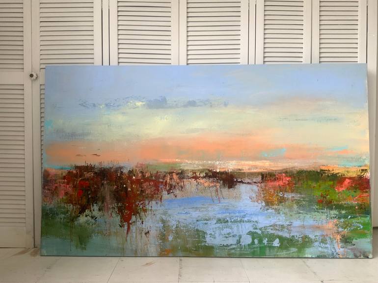 Original Abstract Landscape Painting by Hennie Van De Lande