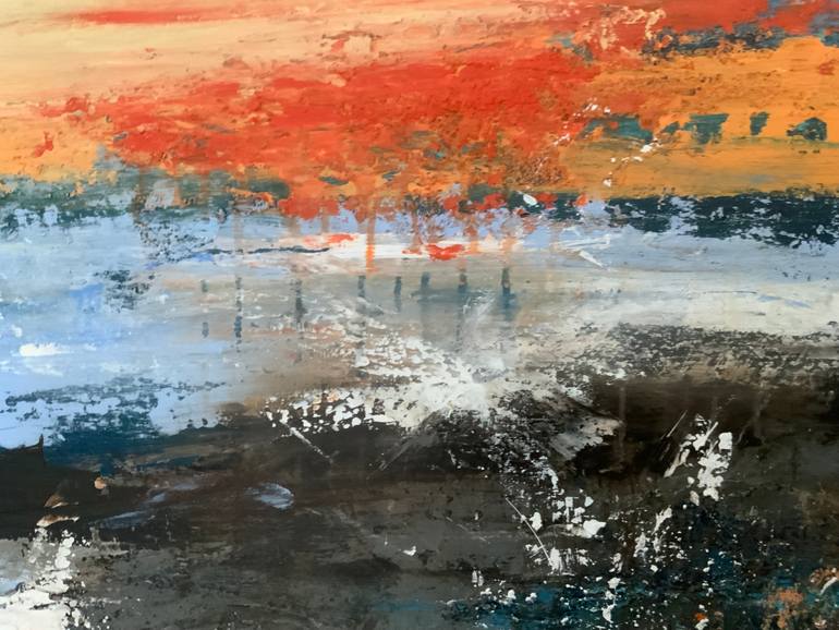 Original Abstract Beach Painting by Hennie Van De Lande