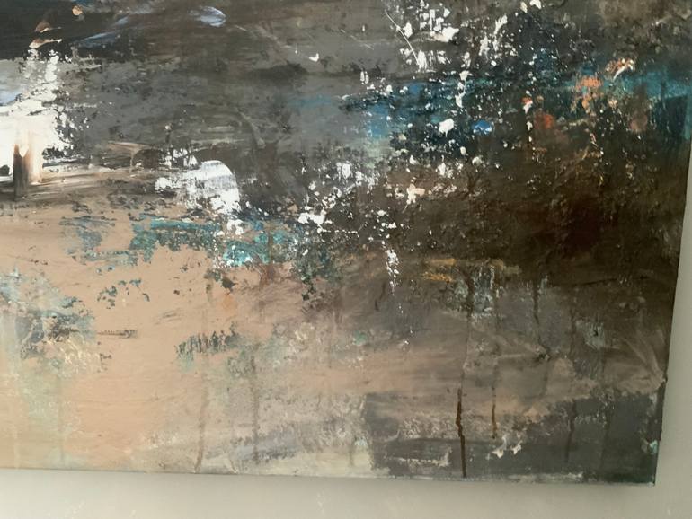 Original Abstract Beach Painting by Hennie Van De Lande