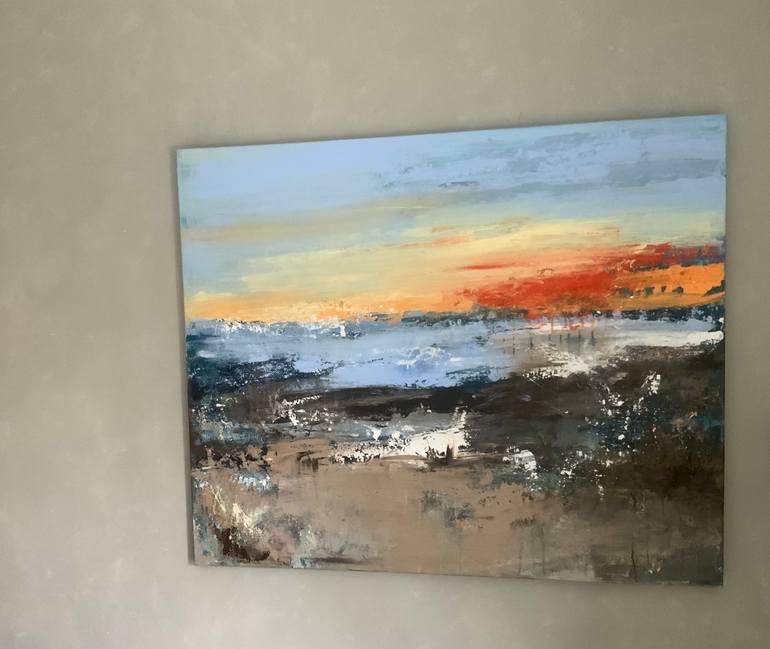 Original Abstract Beach Painting by Hennie Van De Lande