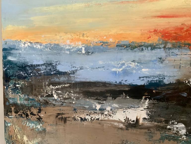 Original Abstract Beach Painting by Hennie Van De Lande