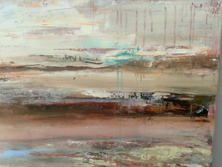 Original Abstract Beach Painting by Hennie Van De Lande