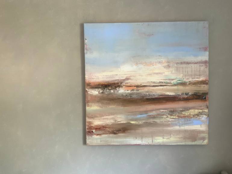 Original Abstract Beach Painting by Hennie Van De Lande