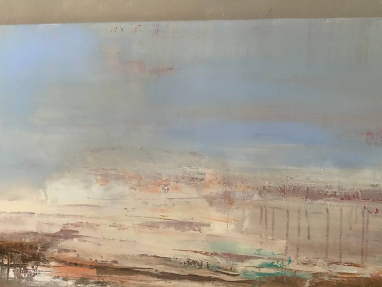 Original Abstract Beach Painting by Hennie Van De Lande