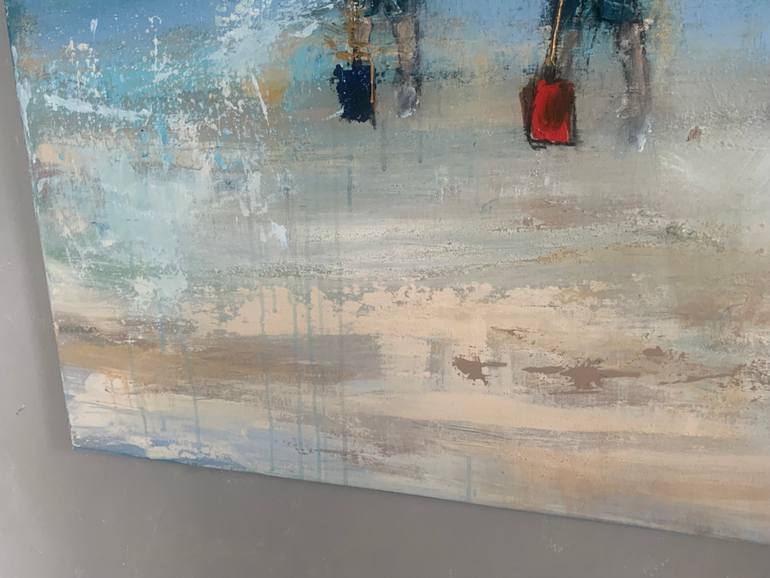 Original Abstract Beach Painting by Hennie Van De Lande