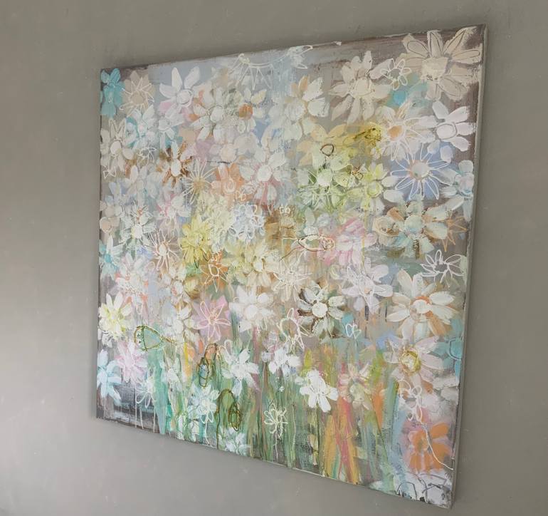 Original Abstract Floral Painting by Hennie Van De Lande