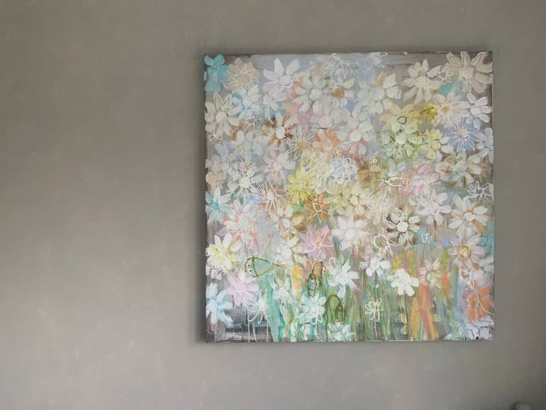 Original Abstract Floral Painting by Hennie Van De Lande