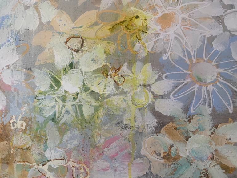 Original Abstract Floral Painting by Hennie Van De Lande