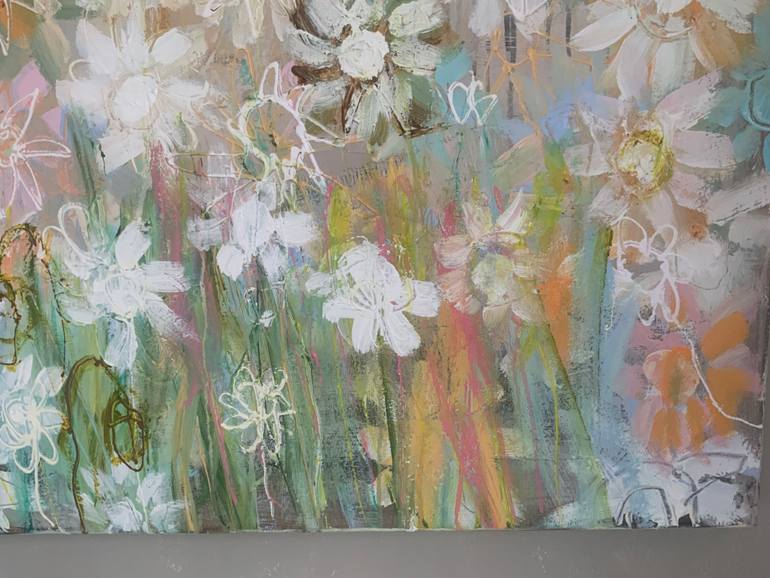 Original Abstract Floral Painting by Hennie Van De Lande