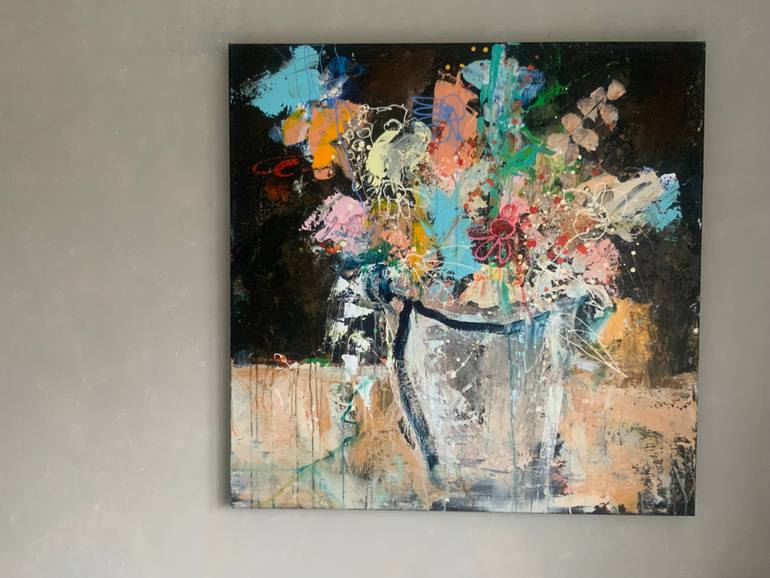 Original Abstract Still Life Painting by Hennie Van De Lande