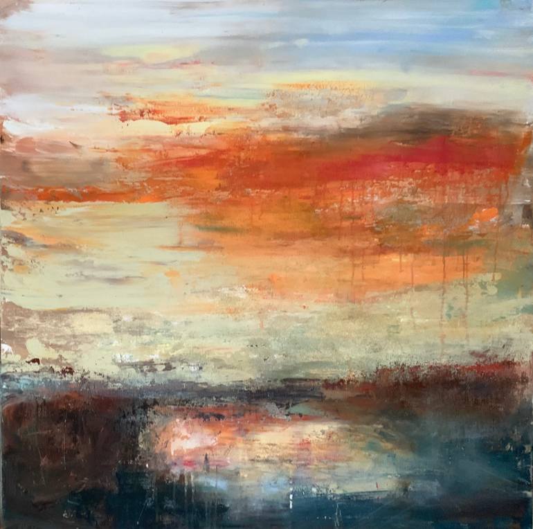Original Abstract Painting by Hennie Van De Lande | Abstract Art on Canvas | The lake