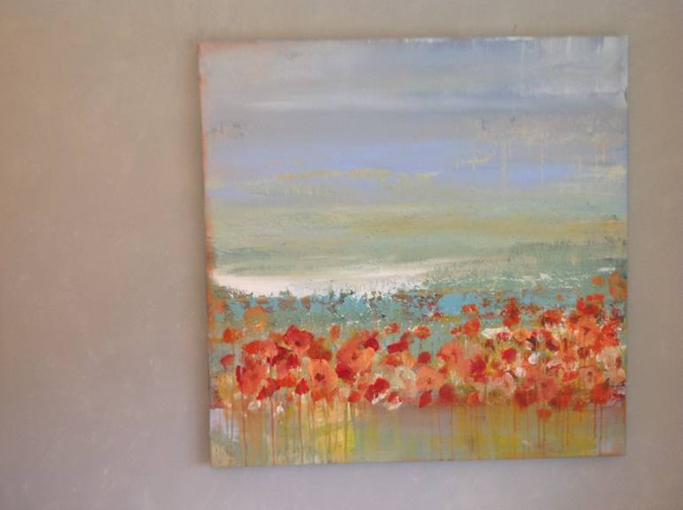 Original Abstract Floral Painting by Hennie Van De Lande