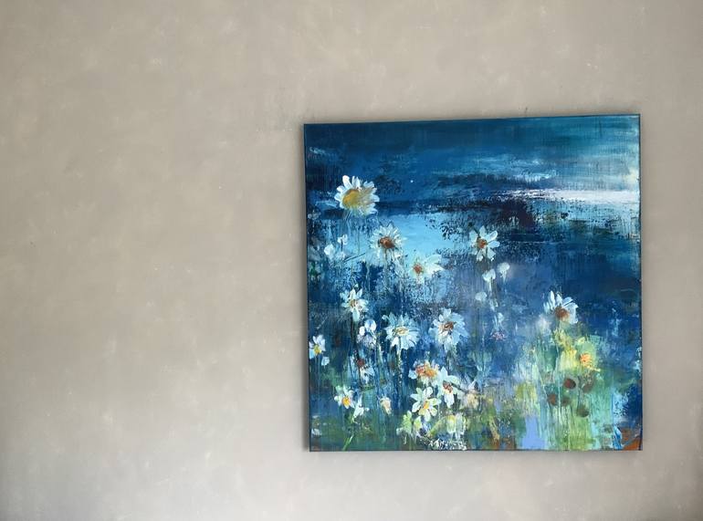 Original Abstract Floral Painting by Hennie van de Lande