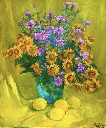 Original Impressionism Floral Painting by Aleksandr Dubrovskyy