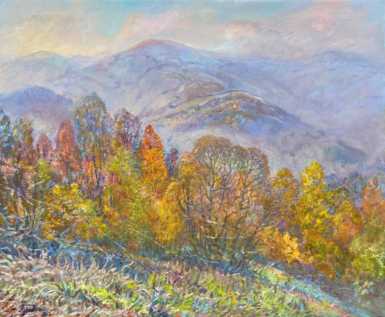 Original Mountain Painting by Aleksandr Dubrovskyy | Impressionism Art on Canvas | The Colors of the Invisible Wind