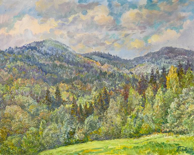 Original Mountain Painting by Aleksandr Dubrovskyy | Impressionism Art on Canvas | Magic of the Morning