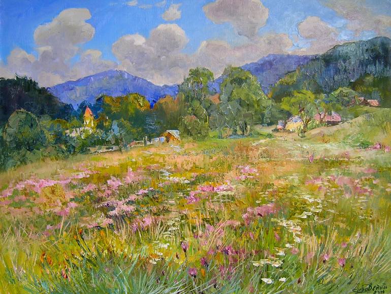 Blooming meadow Painting by Aleksandr Dubrovskyy | Saatchi Art