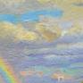 Сolorful skies – Fresh oil painting with a rainbow on the sea coast Painting by Aleksandr Dubrovskyy / Oleksandr Dubrovskyy/