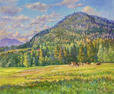 Original Impressionism Cows Paintings by Aleksandr Dubrovskyy