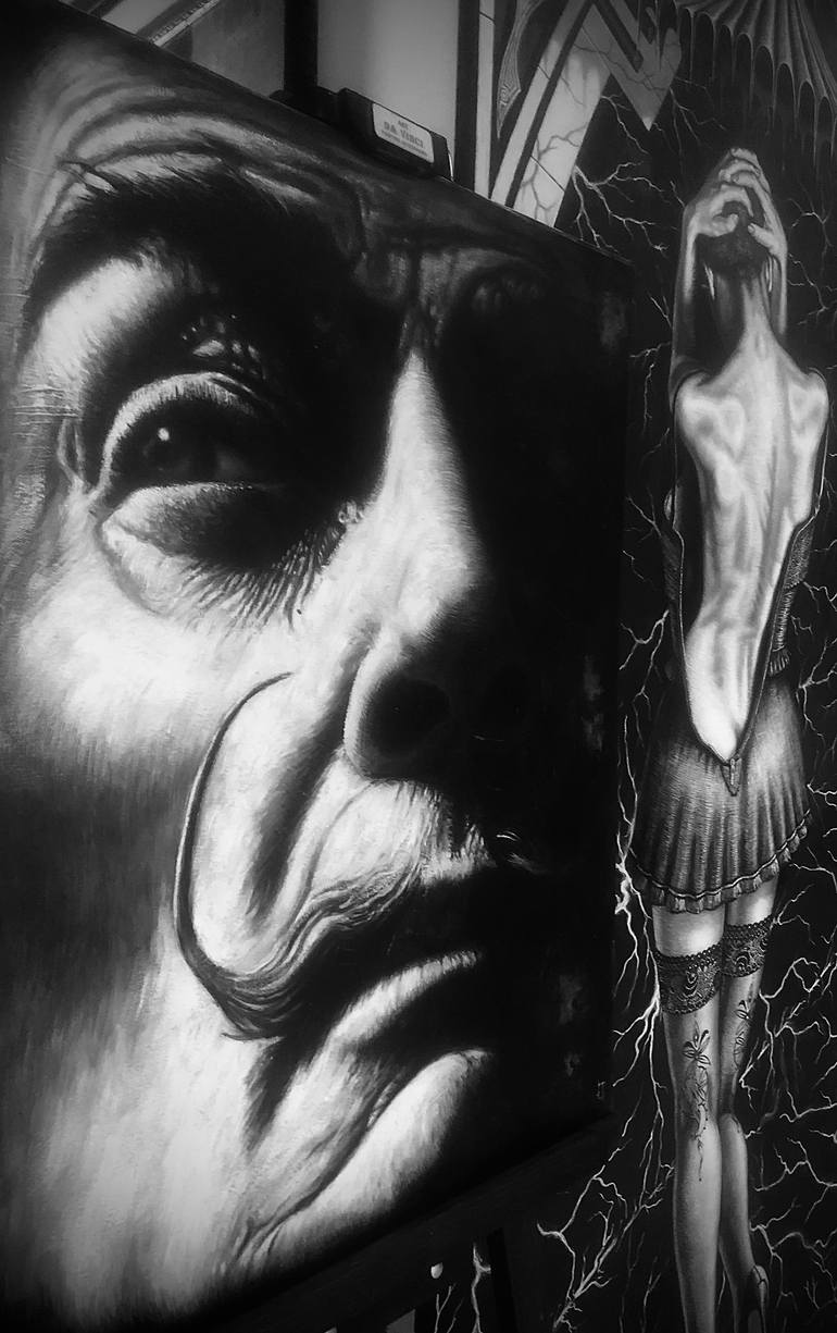 Original Black & White Fantasy Painting by Mher Evoyan