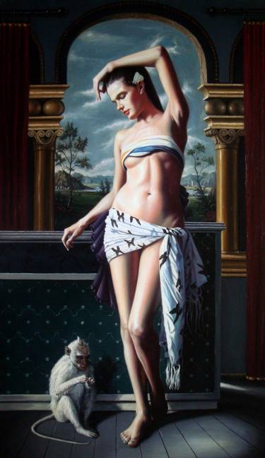 Original Classicism Nude Painting by Mher Evoyan