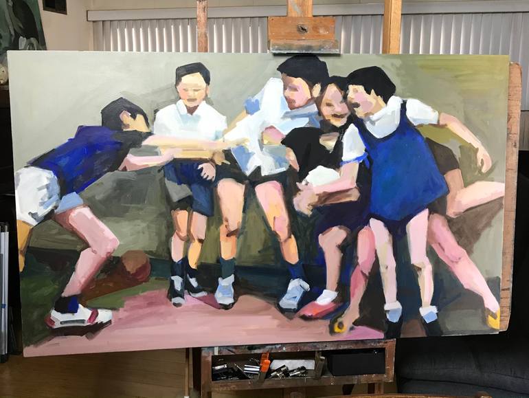 Original Expressionism People Painting by Motoko Kamada