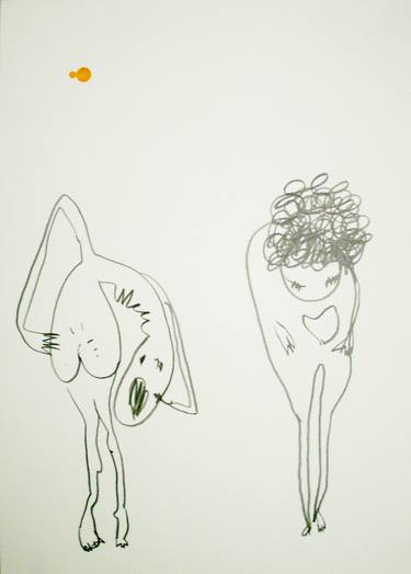 Original Expressionism Nude Drawings by Smilja Ivetic