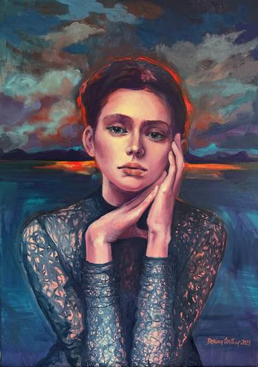 Original Portrait Painting by Dorina Costras