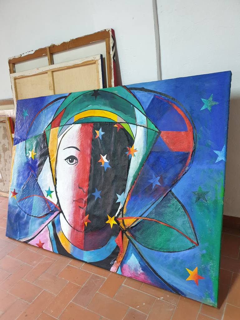 Original Cubism People Painting by Ximo Gascón