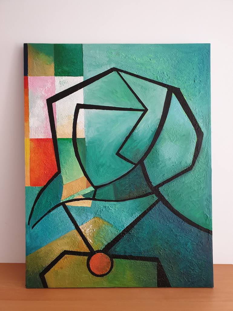 Original Cubism Portrait Painting by Ximo Gascón