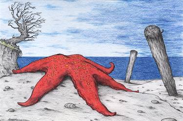 Original Conceptual Seascape Drawings by Mikhail Yashin