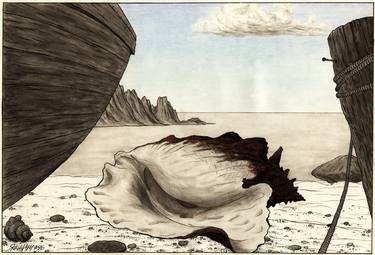 Original Seascape Drawings by Mikhail Yashin