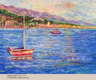Original Impressionism Sailboat Painting by Arden Rose