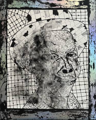 Original Abstract Expressionism Men Mixed Media by Joyce Ann Burton-Sousa