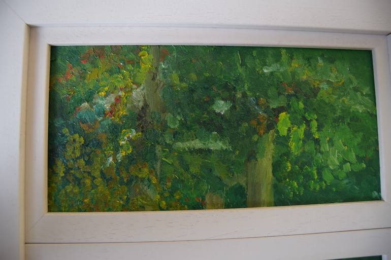 Original Impressionism Garden Painting by Natalia Bobrova