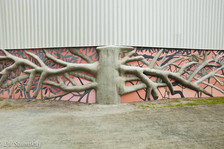 wall relief, concrete steel and glass, philadelphia pa, public park at the Manayunk Canal, 2016 - Print