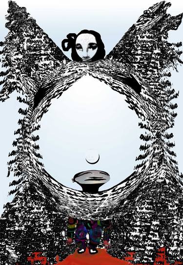 Original Surrealism Religious Mixed Media by Shulamit Davidovicz