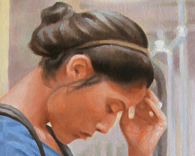 Original Realism People Painting by Mark Vallen