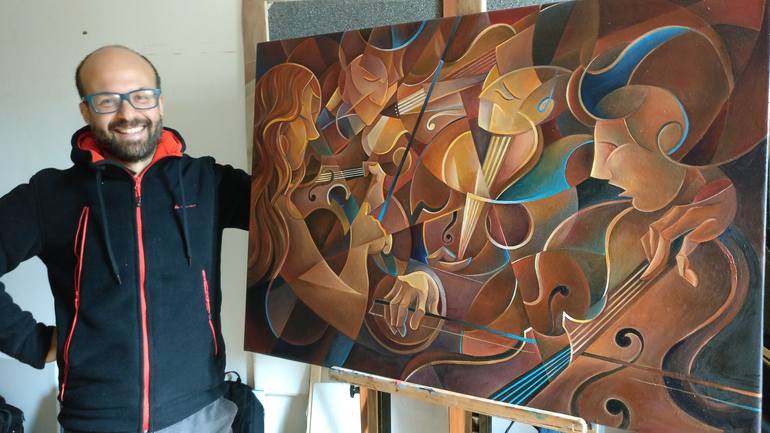 Original futurism  Music Painting by Martin Cambriglia