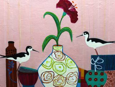 Saatchi Art Artist Haydee Torres; Paintings, “Two Birds and a Lily” #art