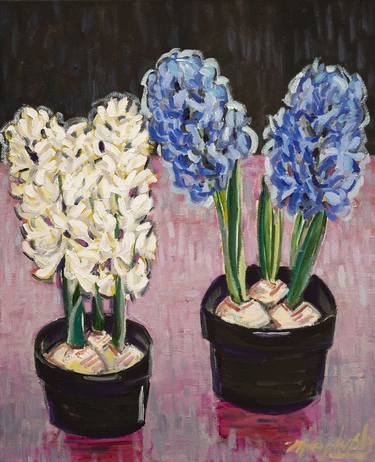 Saatchi Art Artist Matt Kaplinsky; Paintings, “White and Blue Hyacinths” #art